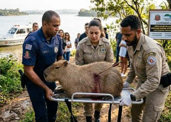 CRUELDADE NA GUARAPIRANGA: CAPIVARA MORRE APÓS SER RESGATADA COM FLECHA CRAVADA NO CORPO