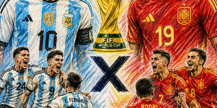 JOGÃO DO DOMINGÃO: ARGENTINA E ESPANHA DECIDEM A COPA DO MUNDO EM DUELO HISTÓRICO AS 16:00HS