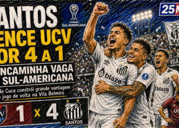 SANTOS GOLEIA A UCV POR 4 A 1 NA VENEZUELA E FICA PERTO DAS OITAVAS DA SUL-AMERICANA