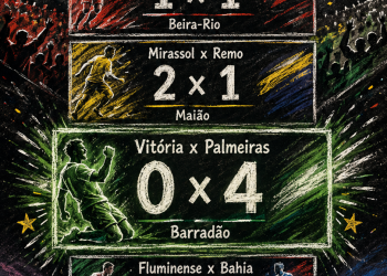 Verdão aproveita duas expulsões do Vitória e faz 4 a 0 no Barradão; Flamengo tropeça diante do Internacional, Mirassol deixa o Z-4 e Fluminense e Bahia empatam no Maracanã