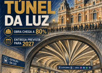 NOVO TÚNEL DA ESTAÇÃO DA LUZ CHEGA A 80% E PROMETE ALIVIAR FLUXO DE 90 MIL PASSAGEIROS