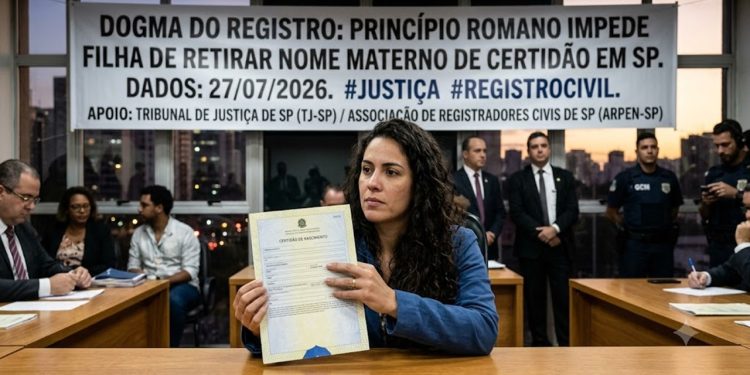 DOGMA DO REGISTRO: PRINCÍPIO ROMANO IMPEDE FILHA DE RETIRAR NOME MATERNO DE CERTIDÃO EM SP