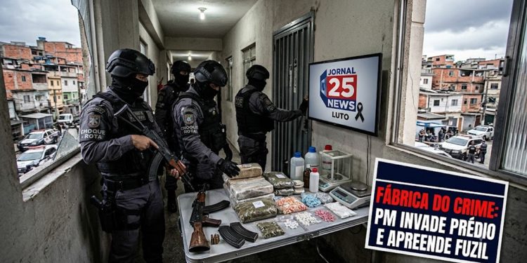 FÁBRICA DO CRIME: PM invade prédio e apreende fuzil