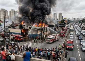 FOGO NA MARGINAL: INCÊNDIO TRAVA TIETÊ E ASSUSTA MORADORES
