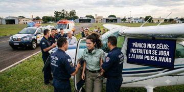PÂNICO NOS CÉUS: Instrutor se joga e aluna pousa avião