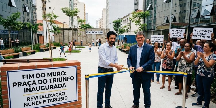 FIM DO MURO: NUNES E TARCÍSIO INAUGURAM PRAÇA NA CRACOLÂNDIA