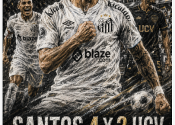 SANTOS VIRA SOBRE A UCV, VENCE POR 4 A 2 E AVANÇA ÀS OITAVAS DA SUL-AMERICANA