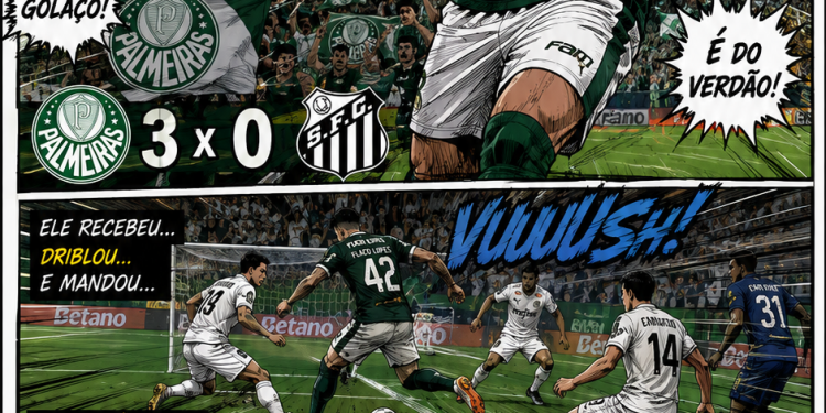 ANIVERSÁRIO COM SHOW: PALMEIRAS GOLEIA O SANTOS POR 3 A 0 E FLACO LÓPEZ BRILHA COM DOIS GOLS