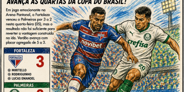 Fortaleza venceu o Palmeiras por 3 a 2, na noite desta quarta-feira (5), na Arena Pantanal, em Cuiabá
