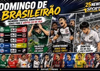 DOMINGO DE BRASILEIRÃO: PALMEIRAS TROPEÇA, CORINTHIANS VENCE FORA E SANTOS CAI NA VILA