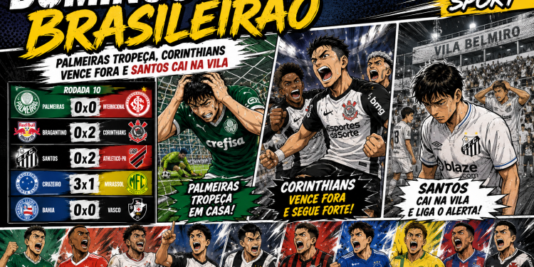 DOMINGO DE BRASILEIRÃO: PALMEIRAS TROPEÇA, CORINTHIANS VENCE FORA E SANTOS CAI NA VILA