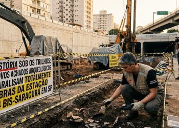HISTÓRIA SOB OS TRILHOS: NOVOS ACHADOS ARQUEOLÓGICOS PARALISAM TOTALMENTE OBRAS DA ESTAÇÃO 14 BIS-SARACURA EM SP