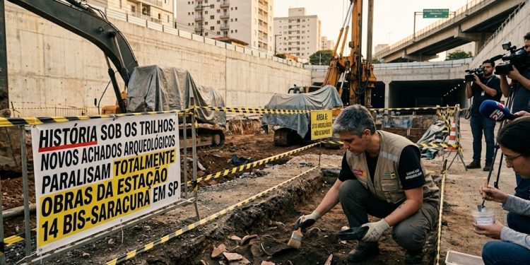 HISTÓRIA SOB OS TRILHOS: NOVOS ACHADOS ARQUEOLÓGICOS PARALISAM TOTALMENTE OBRAS DA ESTAÇÃO 14 BIS-SARACURA EM SP