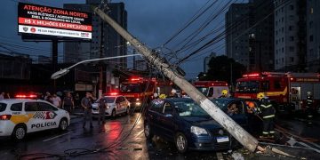 IMPRUDÊNCIA E KAOS NA ZONA NORTE: CARRO DERRUBA POSTE E DEIXA BAIRRO NO ESCURO EM SP
