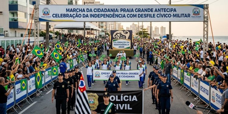 MARCHA DA CIDADANIA: PRAIA GRANDE ANTECIPA CELEBRAÇÃO DA INDEPENDÊNCIA COM DESFILE CÍVICO-MILITAR