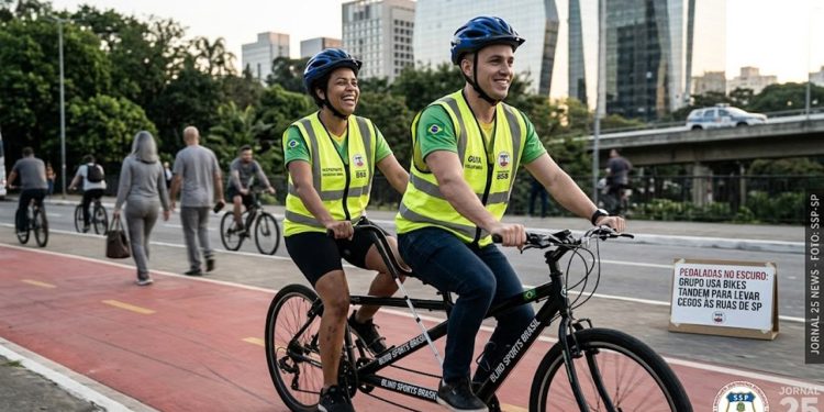 PEDALADAS NO ESCURO: GRUPO USA BIKES TANDEM PARA LEVAR CEGOS ÀS RUAS DE SP