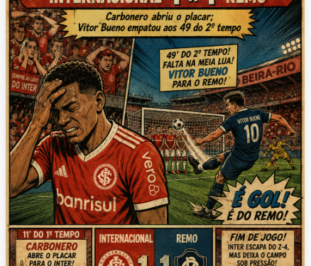 NTERNACIONAL CEDE EMPATE AO REMO NO ÚLTIMO LANCE, MAS DEIXA O Z-4