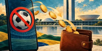 Ilustração editorial gerada por IA sobre governo anuncia fim das bets e define calendário para devolução de saldos