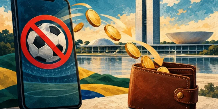 Ilustração editorial gerada por IA sobre governo anuncia fim das bets e define calendário para devolução de saldos