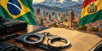 Ilustração editorial gerada por IA sobre apontado como liderança do pcc, betinho da baixada é preso na bolívia