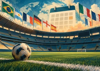 Ilustração editorial gerada por IA sobre sem rodada da série a: data fifa muda a agenda do fim de semana