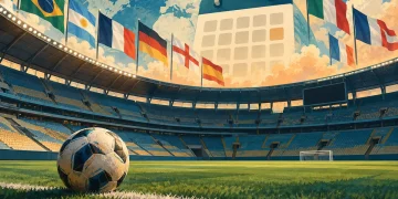 Ilustração editorial gerada por IA sobre sem rodada da série a: data fifa muda a agenda do fim de semana