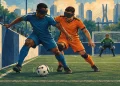Ilustração editorial gerada por IA sobre são paulo recebe etapa decisiva da liga nacional de futebol de cegos