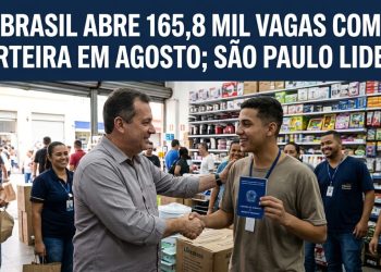 BRASIL ABRE 165,8 MIL VAGAS COM CARTEIRA EM AGOSTO; SÃO PAULO LIDERA