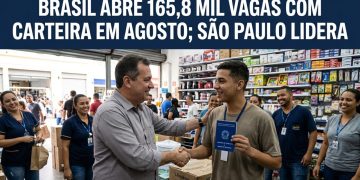BRASIL ABRE 165,8 MIL VAGAS COM CARTEIRA EM AGOSTO; SÃO PAULO LIDERA