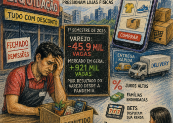 VAREJO EM ALERTA: 46 MIL VAGAS DESAPARECEM EM SEIS MESES E LOJAS FÍSICAS SENTEM O PESO DOS JUROS, BETS E E-COMMERCE