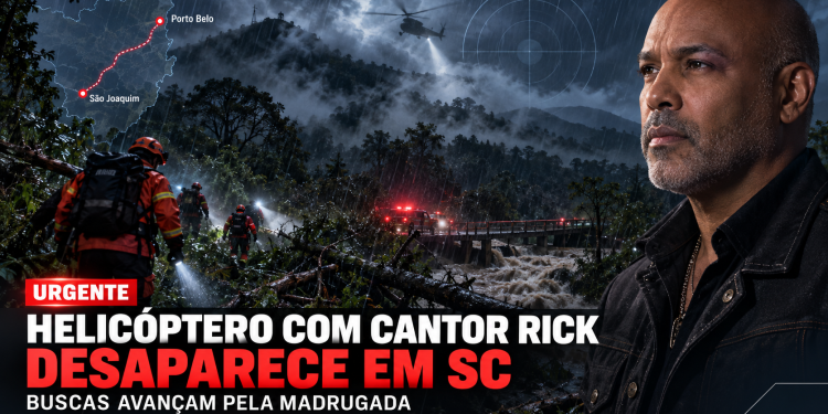 HELICÓPTERO COM CANTOR RICK DESAPARECE EM SANTA CATARINA; BUSCAS AVANÇAM PELA MADRUGADA