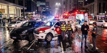 FARIA LIMA: JOVEM SEM CNH DESTROI VIATURA E FERE DOIS POLICIAIS.