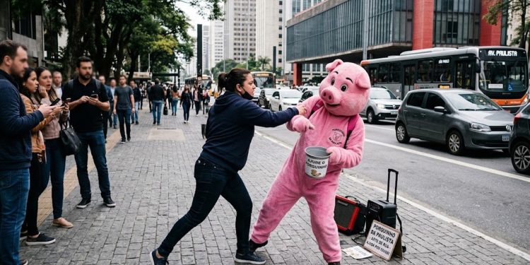 VIOLÊNCIA: MULHER NA PAULISTA, AGRIDE ARTISTA DE RUA EM SÃO PAULO.