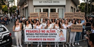 PESADELO NO ALTAR: NOIVAS PROTESTAM CONTRA ATELIÊ QUE NÃO ENTREGOU VESTIDOS.