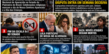 Brasil celebra Nossa Senhora Aparecida e Dia das Crianças; eleições, conflitos internacionais e economia dominam o noticiário