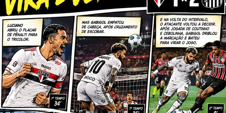 Gabigol decide, Santos vira sobre o São Paulo e faz festa no Morumbis