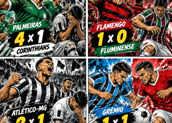 Brasileirão 2026: Palmeiras goleia Corinthians, Flamengo vence Fla-Flu e Atlético-MG vira sobre o Santos