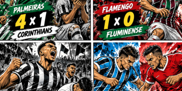 Brasileirão 2026: Palmeiras goleia Corinthians, Flamengo vence Fla-Flu e Atlético-MG vira sobre o Santos