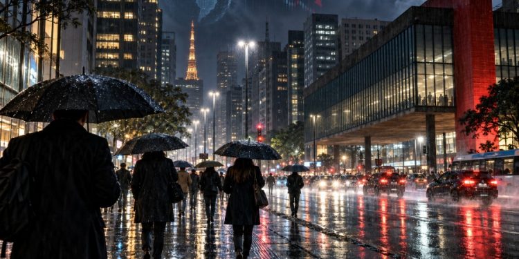 Noite fria e chuvosa em São Paulo — Jornal25News